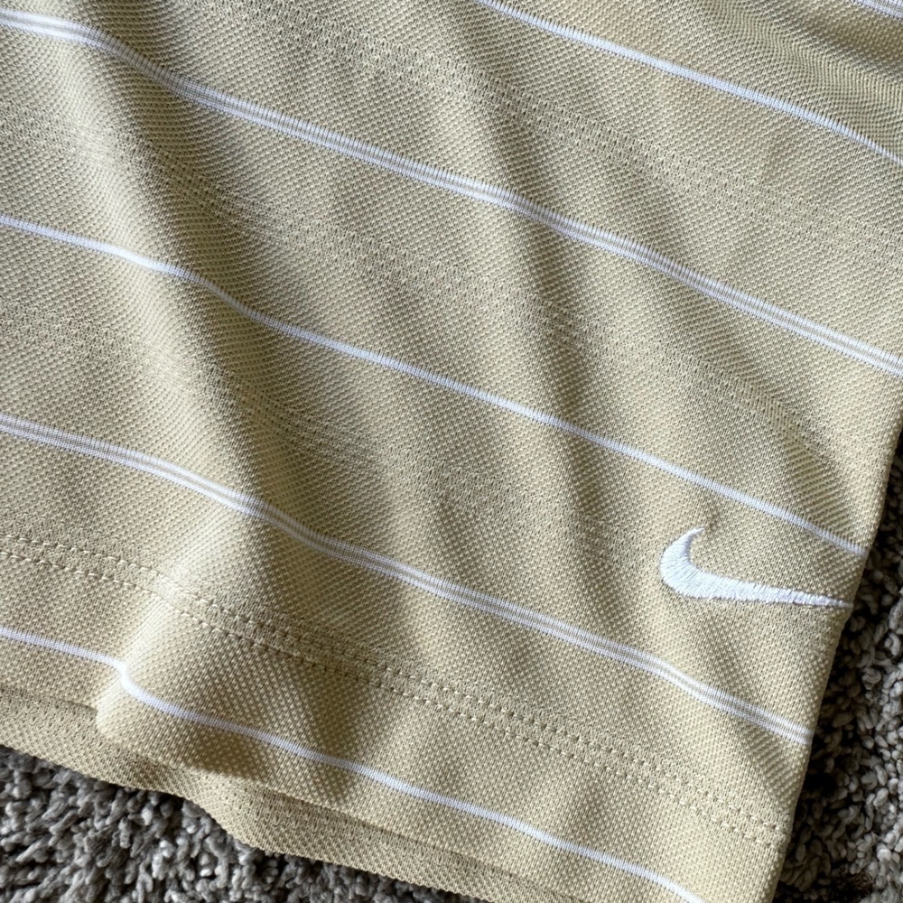 Nike Golf Dri Fit Men’s Polo Shirt neutral striped yellow size XXL button down - Picture 3 of 4